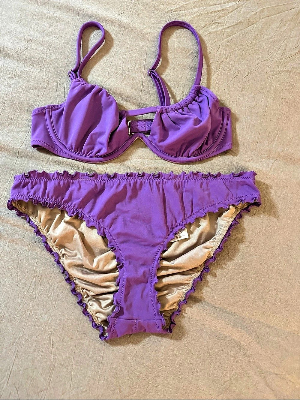 Shade & Shore Ruffled Bikini Set in Purple 34C Top and Medium Bottom